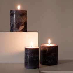 Marble Collection Navy Blue Pillar Candle Oud & Amber 10x10 cm - Thumbnail